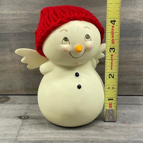 Department 56 Whimsical Snowpinions Angel Snowman in Red Knit Hat Christmas - Picture 7 of 8